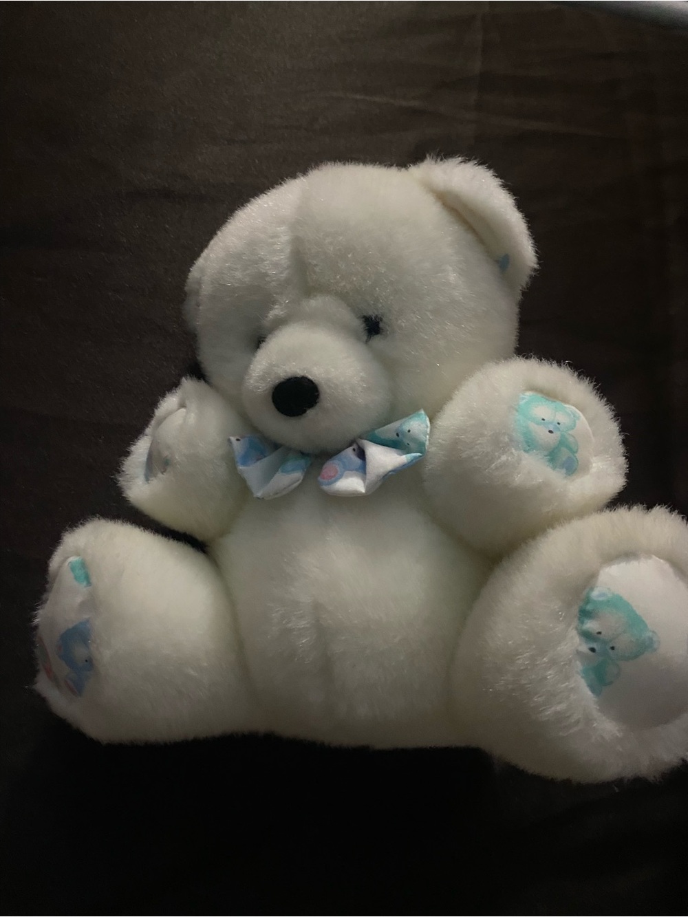 Vintage Carter prestige white teddy bear plush rattle